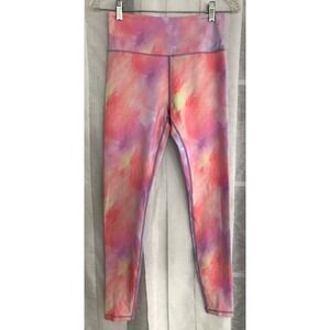 Zyia Active Pink Purple Watercolor Tie Dye High Rise Leggings Womens Size 6-8